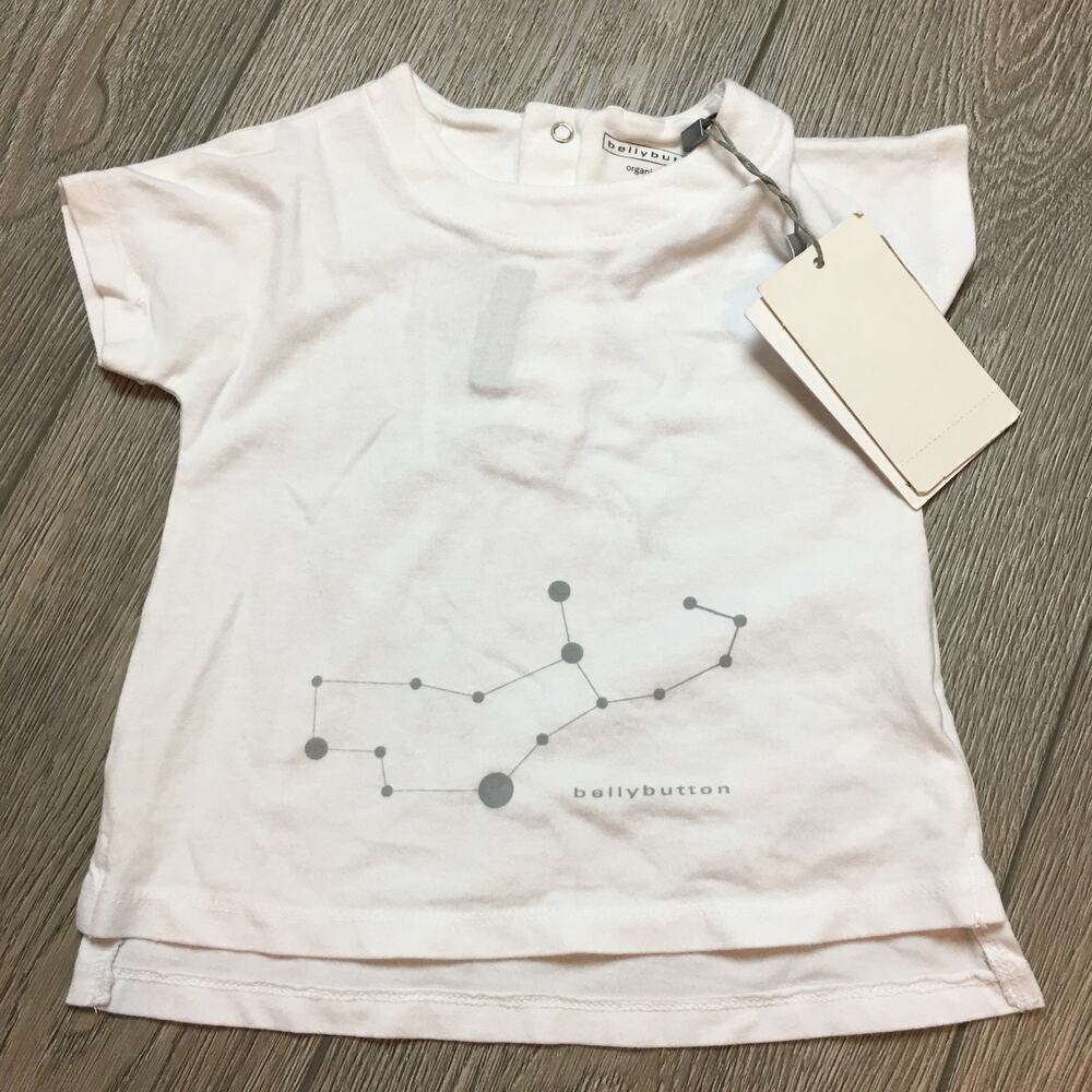 NWT Bellybutton Newborn organic cotton Unisex constellation white shirt size 80